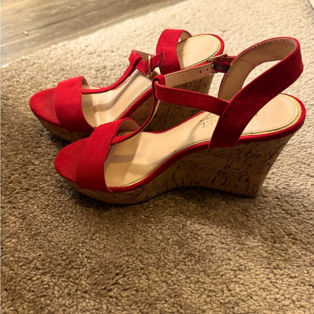 Red Wedge Sandals